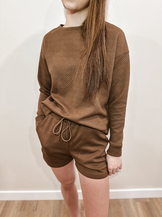 The Brown Textured Long Sleeve Top